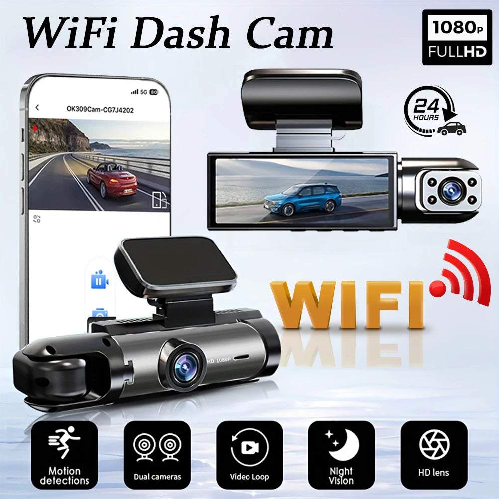 1080P WIFI Dash Cam - Exterior + Interior