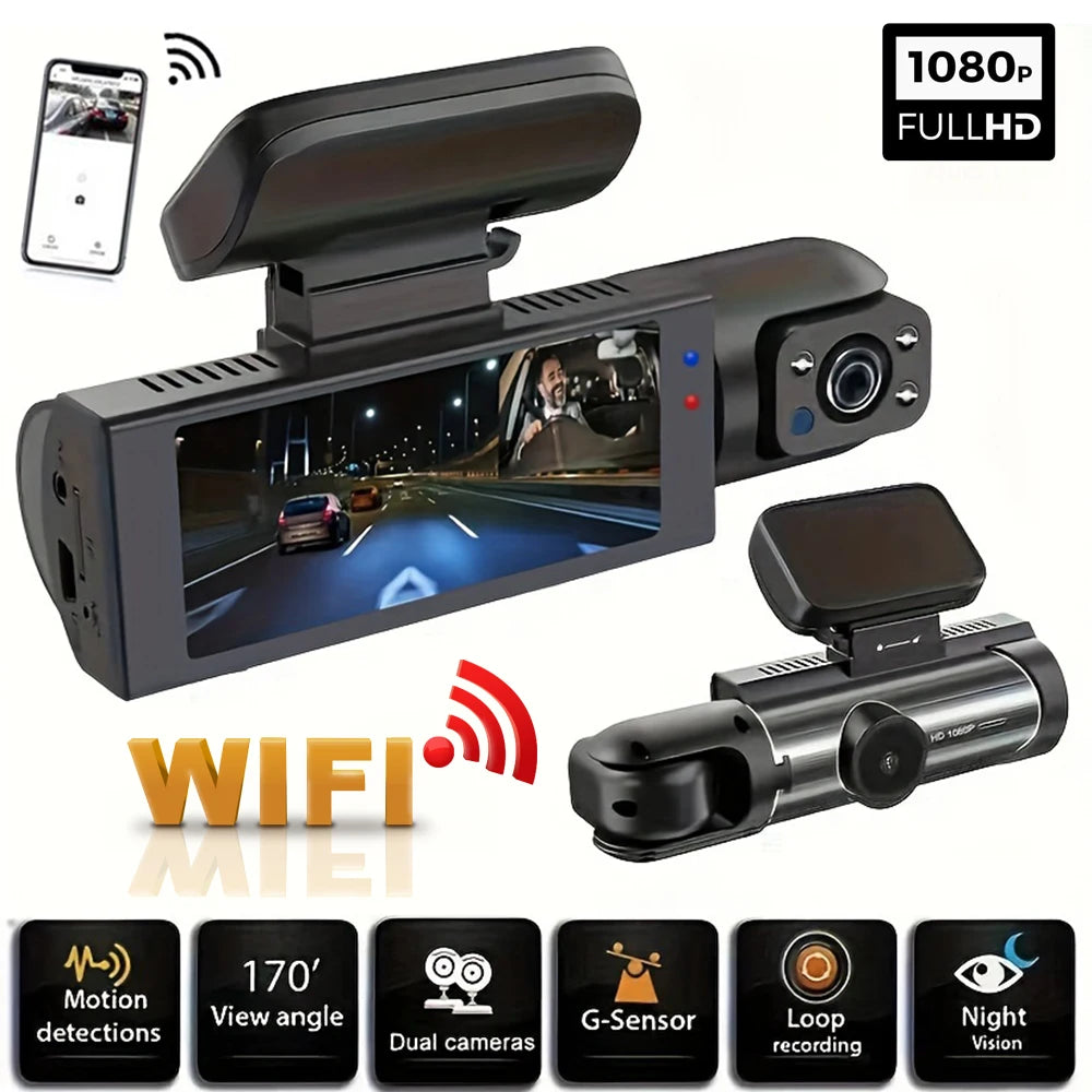 1080P WIFI Dash Cam - Exterior + Interior