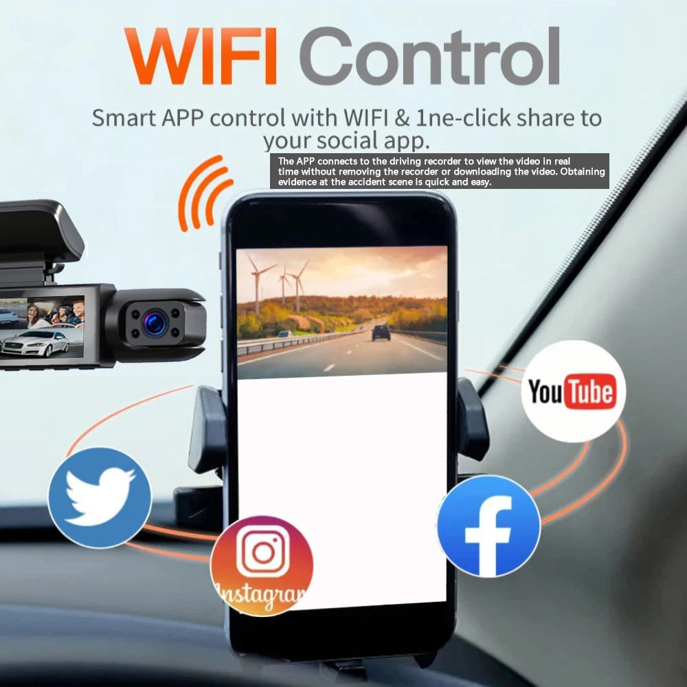 1080P WIFI Dash Cam - Exterior + Interior