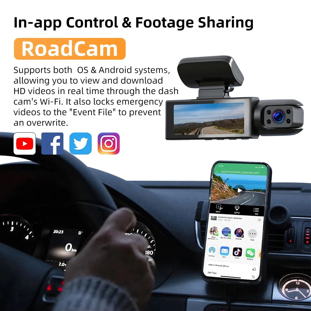 1080P WIFI Dash Cam - Exterior + Interior
